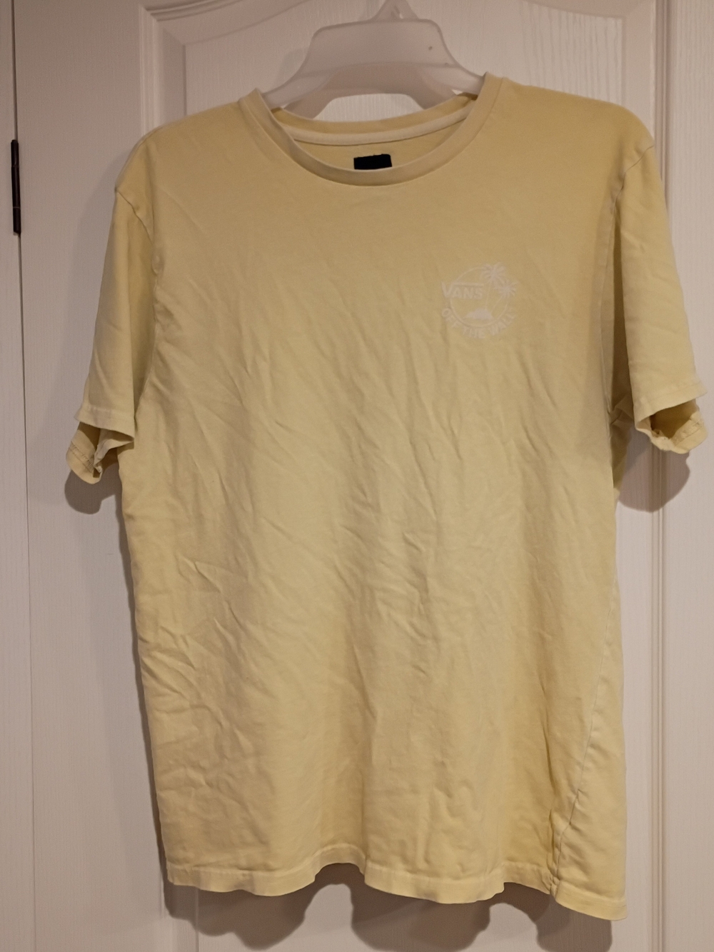 Men’s/Womens Short Sleeve Crew Tee in Pale Yellow - Vans - Size Large